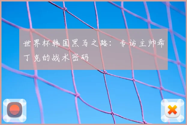 世界杯韩国黑马之路:专访主帅希丁克的战术密码